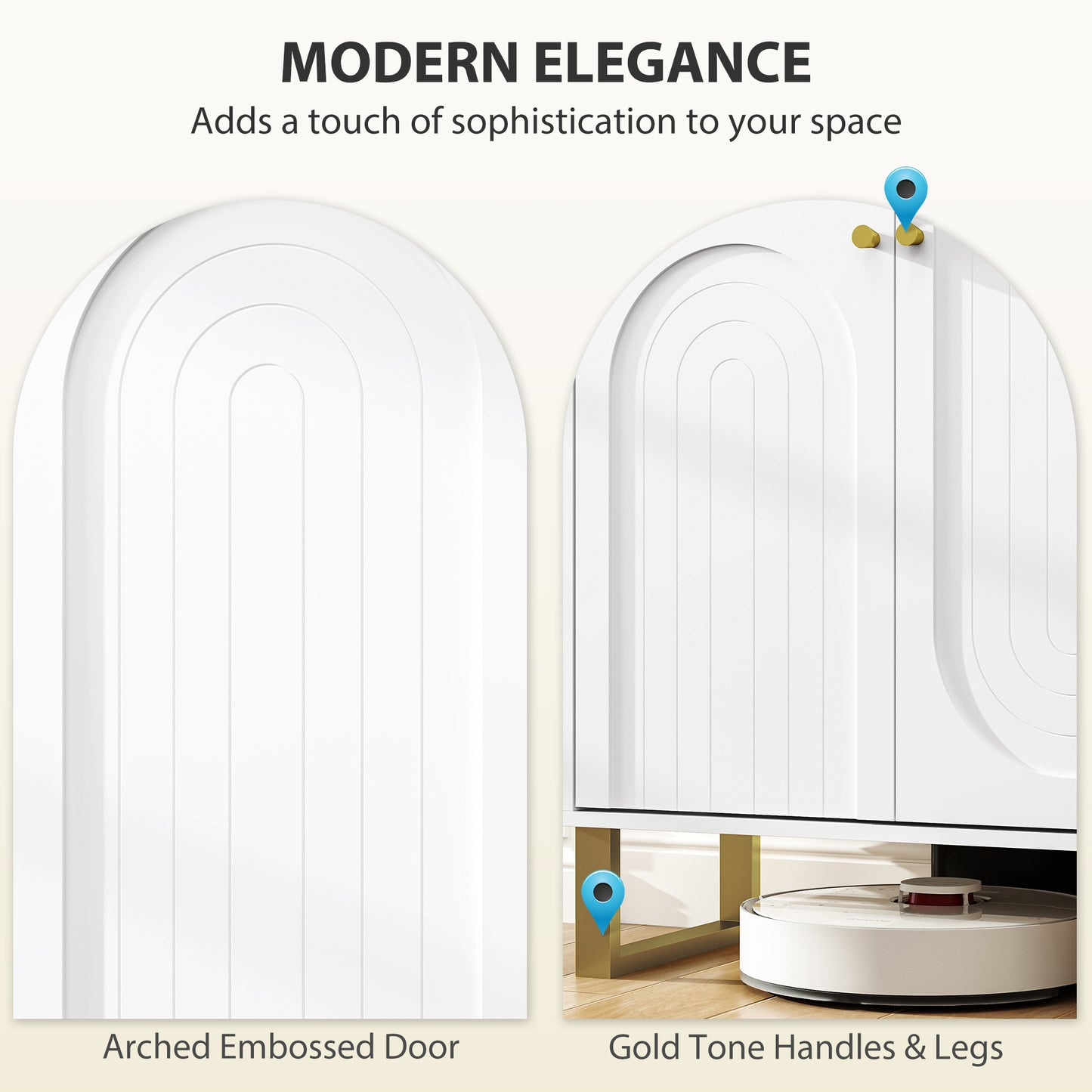 2-Door Sideboard Storage Cabinet Unit - White