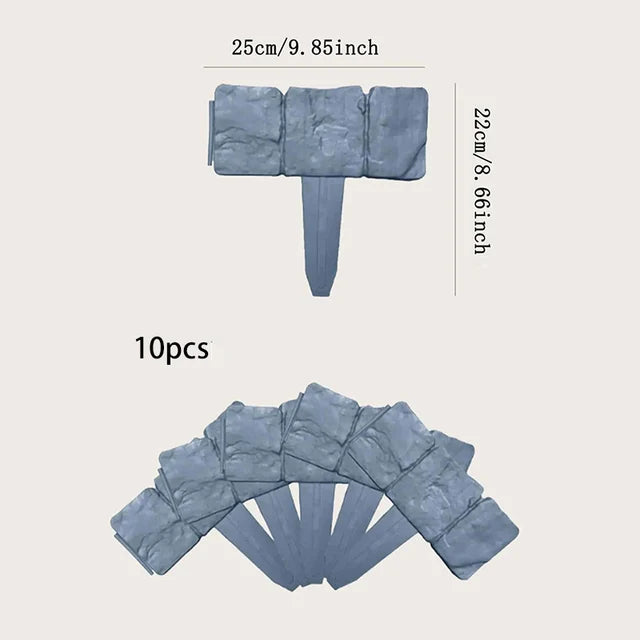 Garden Fence Imitation Stone Plant Support Stake Outdoor Edging Decorative Border DIY Lawn Yard Landscape Plant Fence