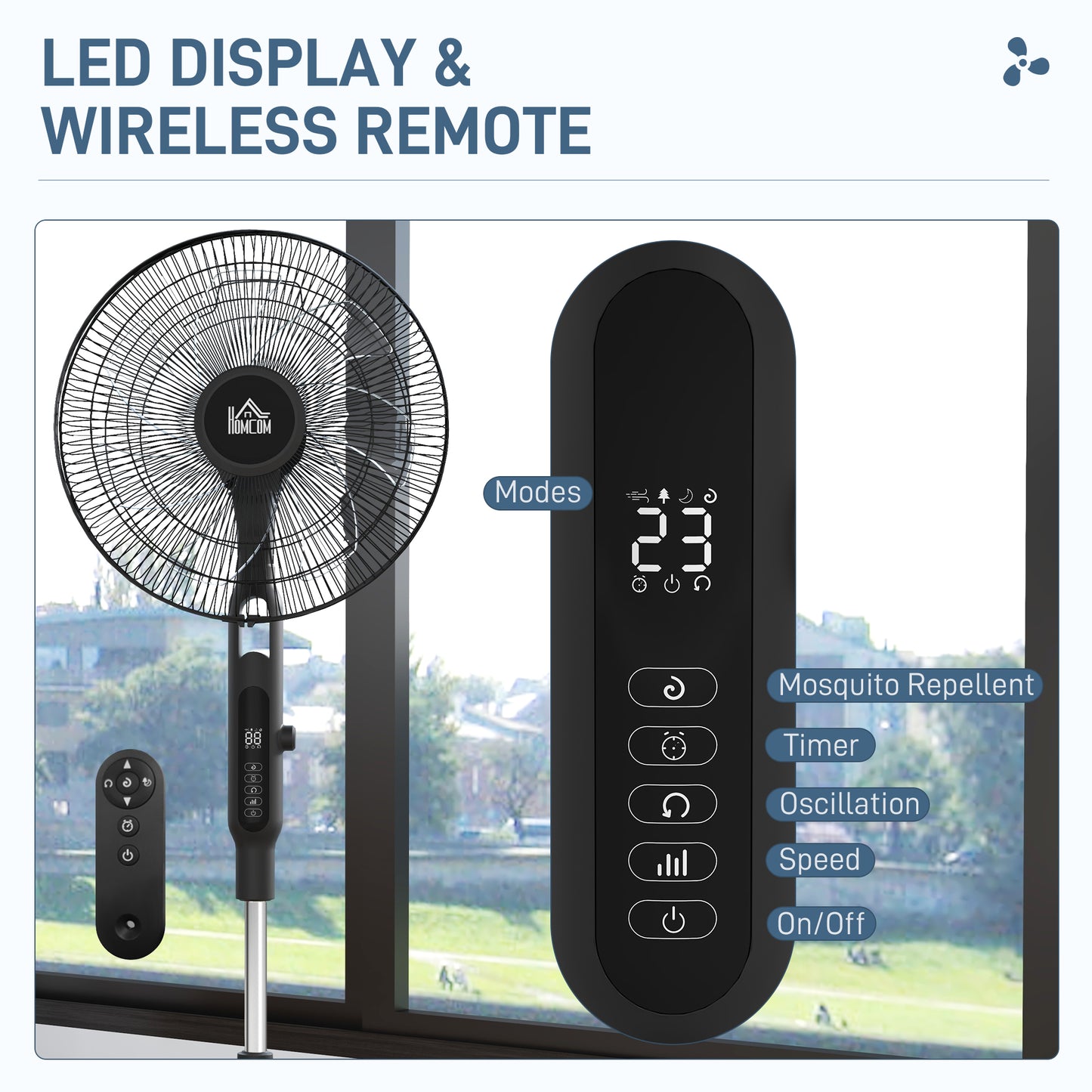 DC Pedestal Fan, 17.5'' Standing Fan w/ 28 Speeds, 3 Modes, 75° Oscillation, 12-Hour Timer, Adjustable Height, Mosquito Repellent Function, Black
