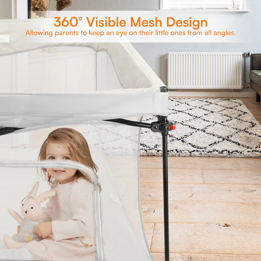 UBRAVOO Baby Playpen Playard With Storage Bag, Portable For Indoor & Outdoor Kids Toddlers Activity Centre, Foldable - Grey