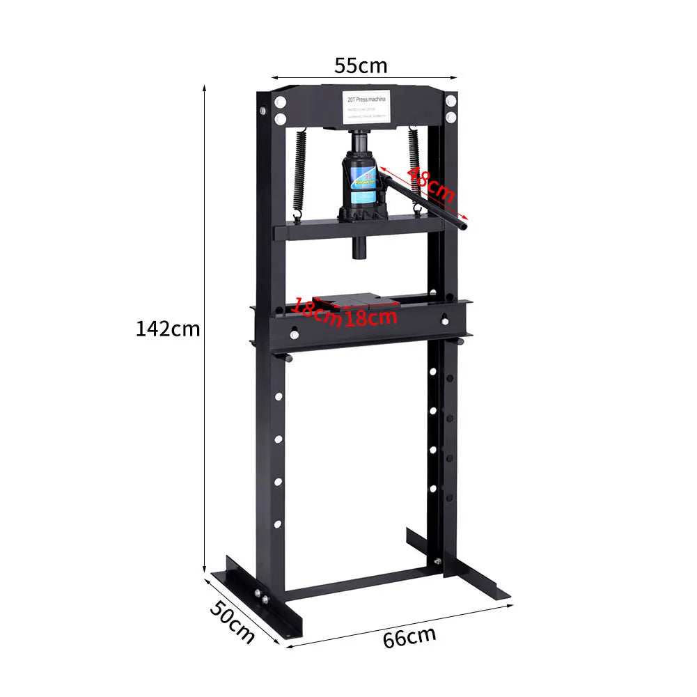 20 Ton Black H Frame Floor Standing Heavy Duty Steel Workshop Garage Hydraulic Press