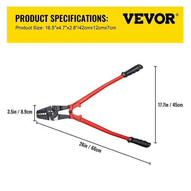 24 / 30 Inch Wire Rope Swager Crimper Tool Insulated Handle Aluminum Copper Cable Fishing Dual Sleeves Cutter Crimping Pliers