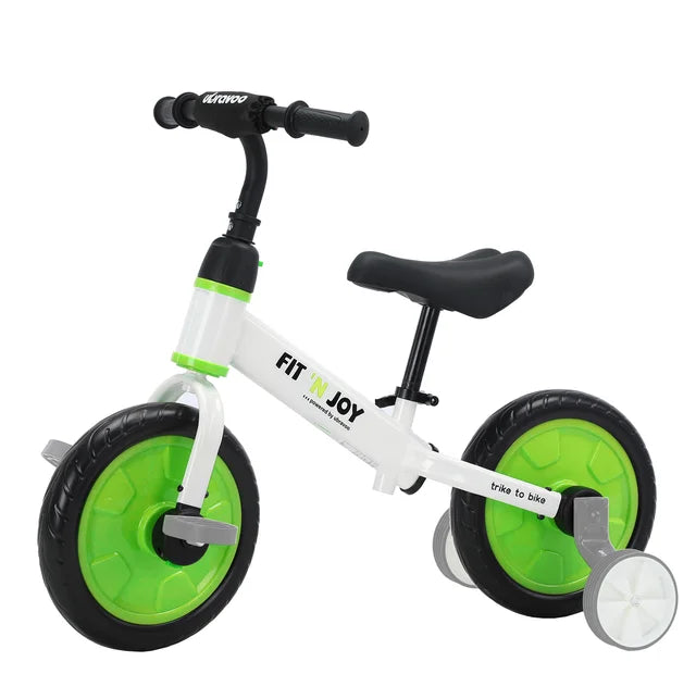 UBRAVOO Fit 'n Joy Beginner Toddler Training Bicycle For Boys Girls Age 2 - 4, 4-in-1 Kids Balance Bike With Pedals & Training Wheels Stabilisers