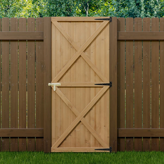 Pine Wood Garden Gate with Latch And Hinges Wooden Security Barrier Fence For Home, Patio Or Outdoor Space