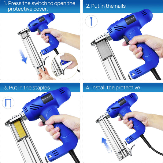 5000W 2 in 1 Electric Staple Nail Gun Multifunction Upholstery Stapler Nailer Tacker Gun For Wood Floor Carpet Fence