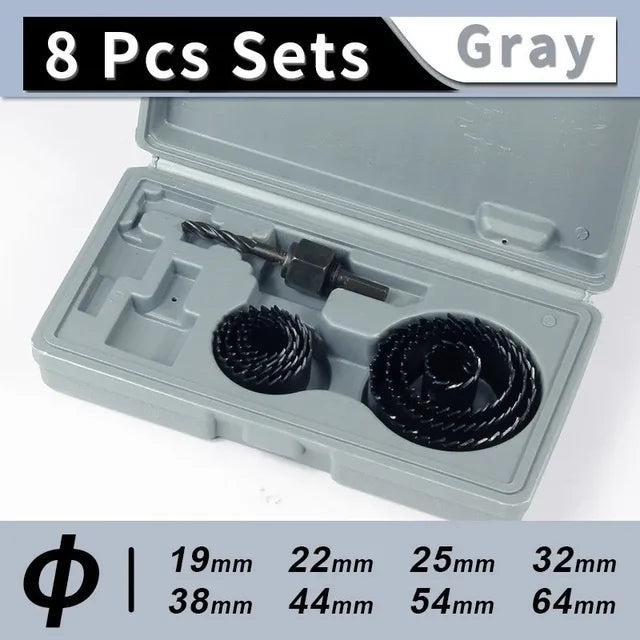 Hole Saw Cutter Cutting 8 Piece Set, Metal Core, 19-64mm Saw Cup Wood Crown, Drill Bit For Wood ,Woodworking Tools