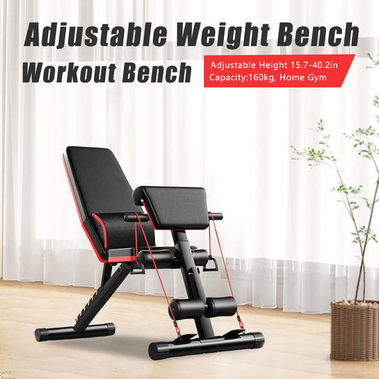 Adjustable Weight Bench 160Kg Weight Capacity Incline Decline Exercise Home Gym for Full Body Strength Training Sit-Up