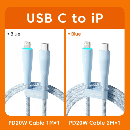 Toocki 2 Pack USB C to Lightning Cable PD 20W for Iphone 14 13 12 11 Pro Max X XR 8 Wire Fast Charging Type C to Lightning 1M 2M