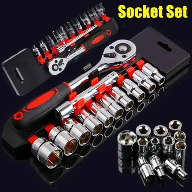 1/4" Ratchet Socket Wrench Spanner Set Drive Extension Rod Multi-function For Car Motorcycle Repair Hand Tools