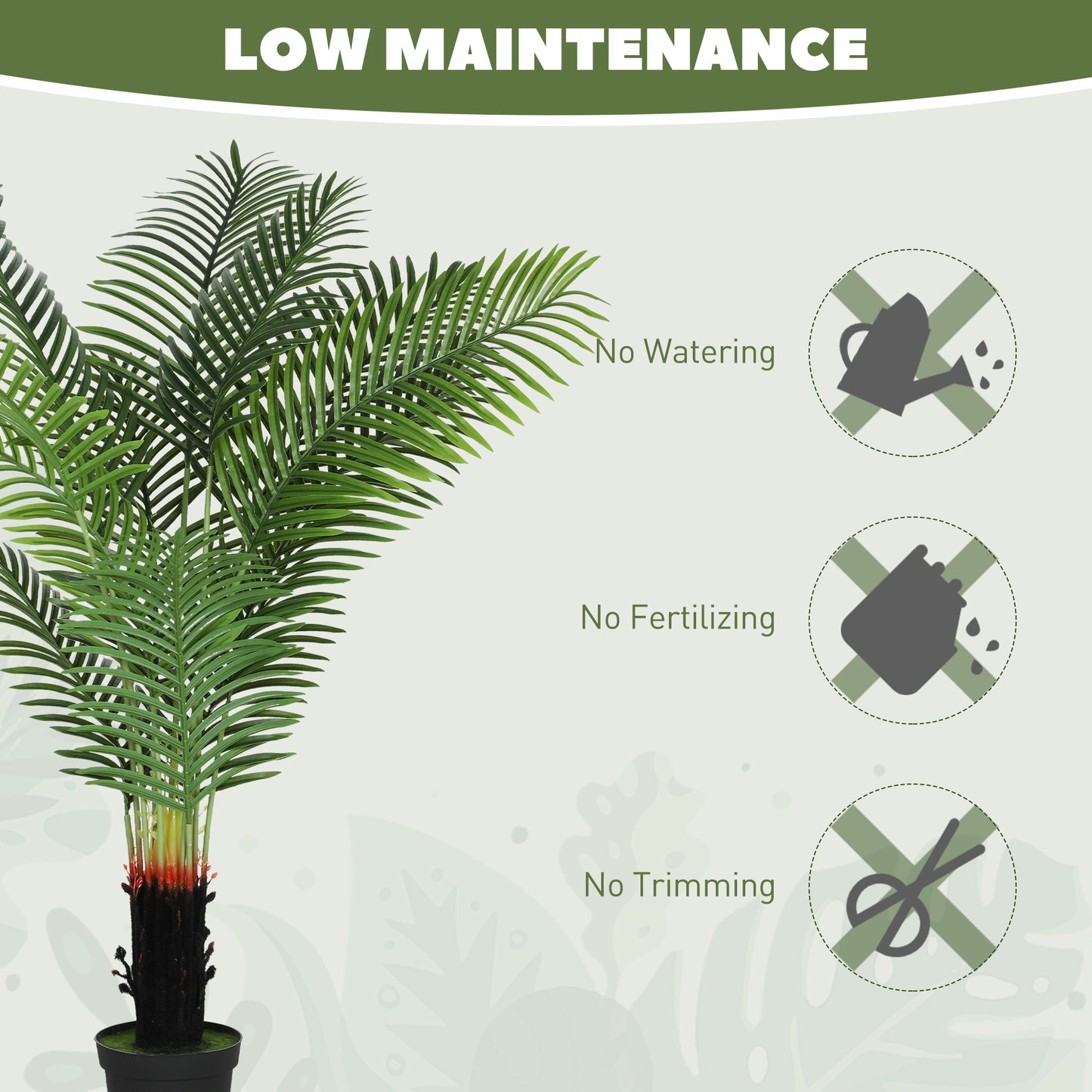 150cm Artificial Areca Palm Tree with 12 PE Leaves, Decorative Artificial Plant with Plastic Pot and Flocked Soil, Fake Plant
