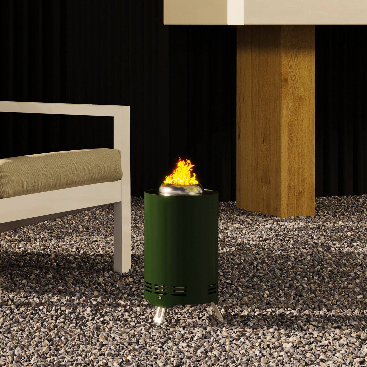 Outsunny Smokeless Fire Pit, 16 x 16 cm Stainless Steel Portable Wood Burning Firepit with Poker for Garden Camping Bonfire Party, Green