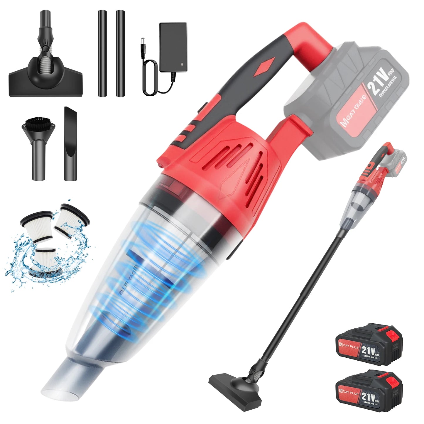Dayplus Handheld Vacuum Cleaner,2 in 1 Home and Car Vacuum Cleaner Cordless with Powerful Suction for Pet, Car, Home, Office
