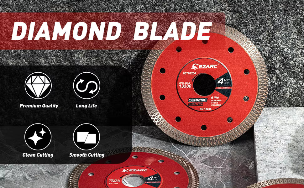 EZARC 115MM Super Thin Diamond Saw Blades 2 Pieces For Angle Grinder Diamond Tile Blade for Cutting Ceramic Granite Marble Tile