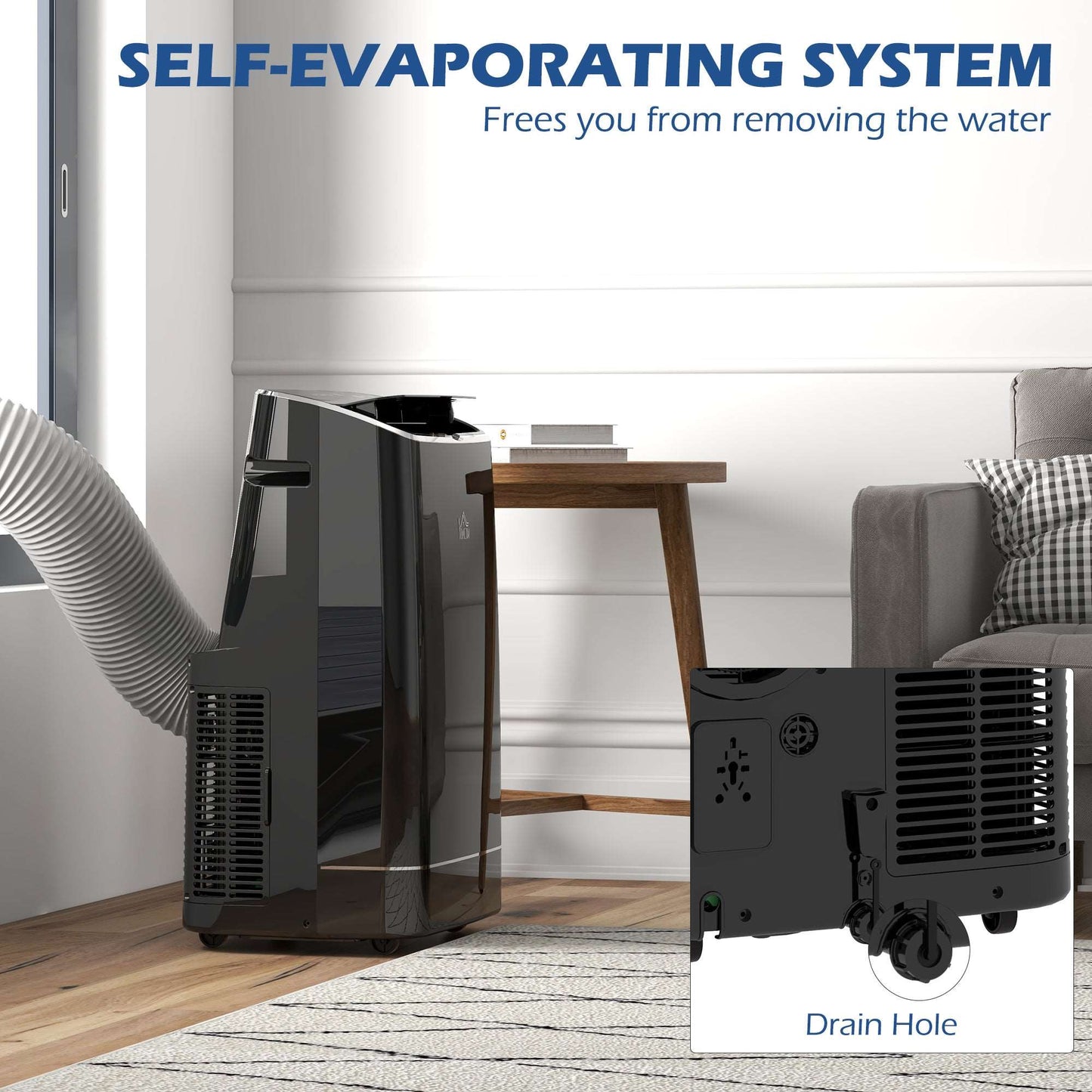 14,000 BTU Mobile Air Conditioner, 35m², Smart Home WiFi, with Dehumidifier, Fan, 24H Timer, Window Kit, Black