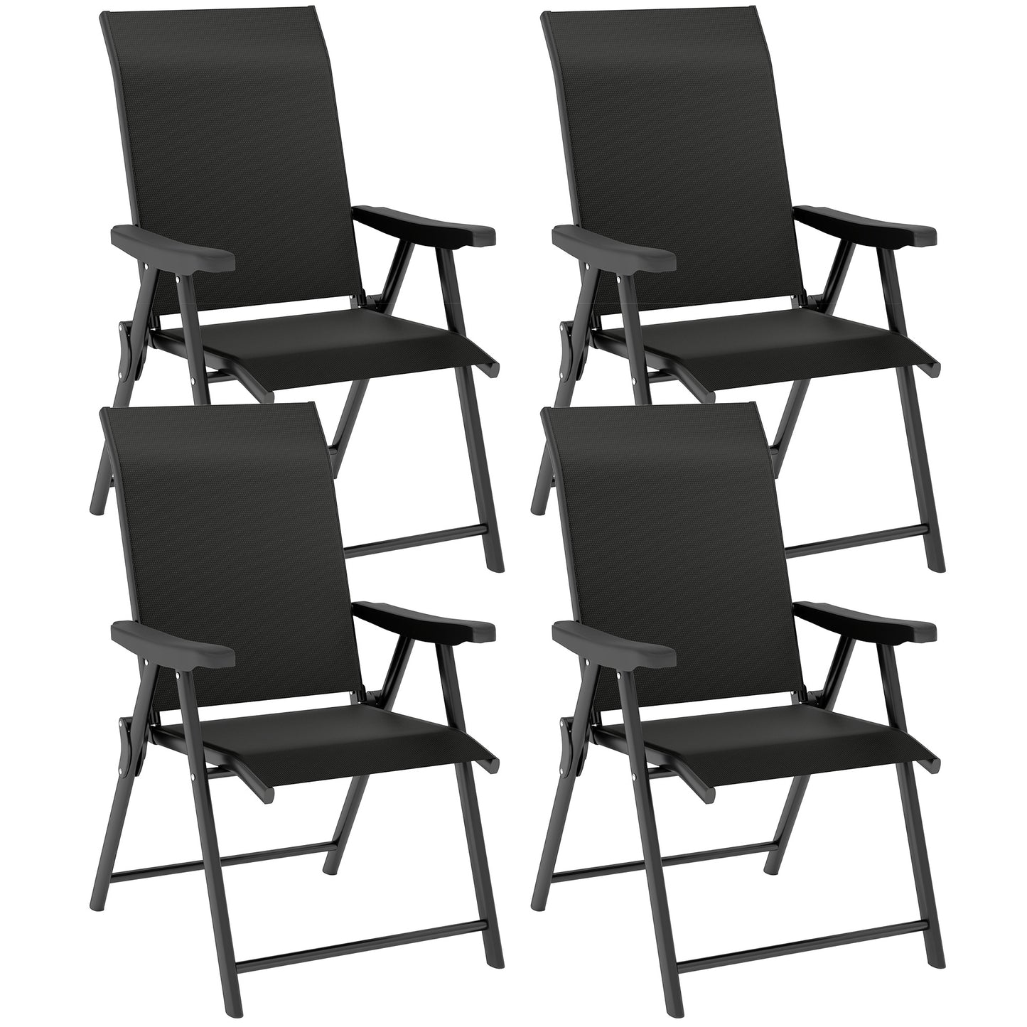 Outsunny Set of Four Folding Outdoor Garden Chairs - Black