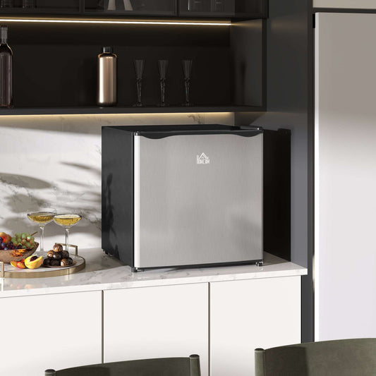 46 Litre Table Top Mini Fridge, Small Fridge with Ice Box, Reversible Door, Adjustable Temperature and Legs for Bedrooms, Home Office