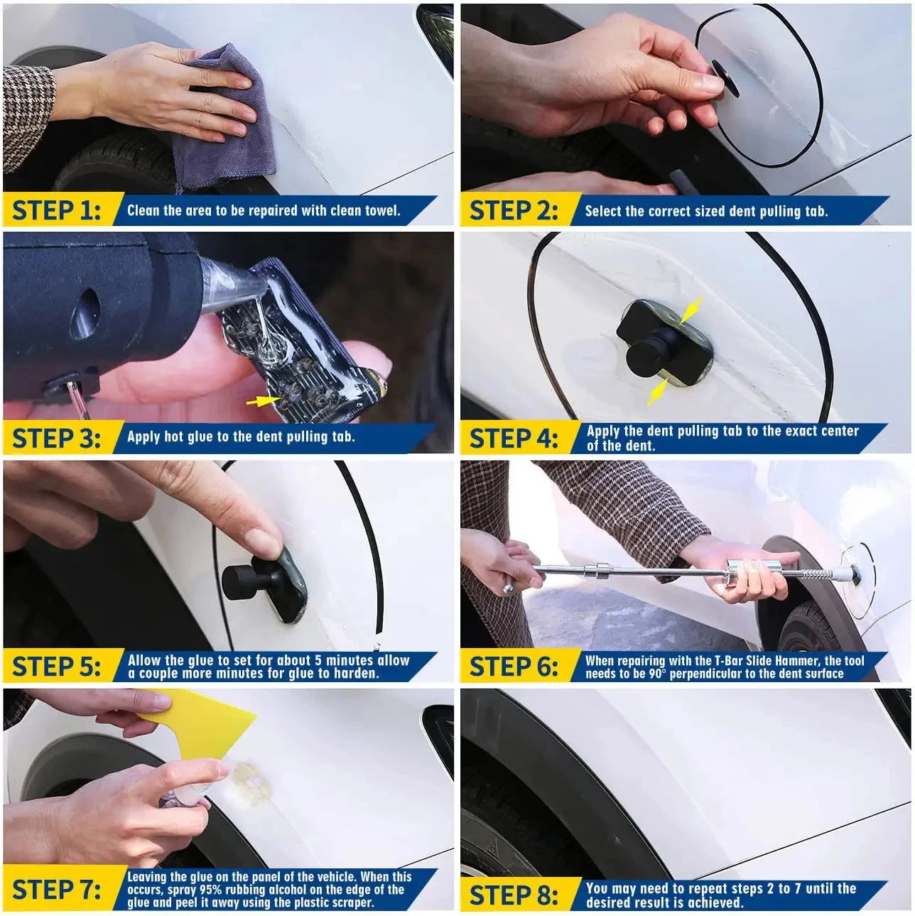Super PDR Car Body Paintless Dent Repair Tool Auto Hail Dent Removal Kit Professional Dent Puller Tools Kit