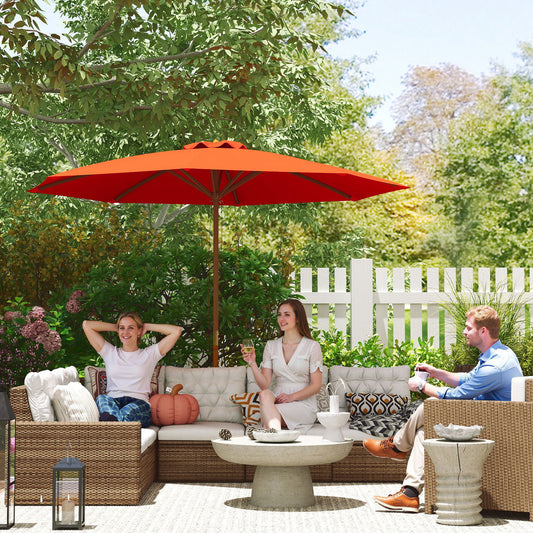 Outsunny 3(m) Wooden Patio Umbrella - Orange