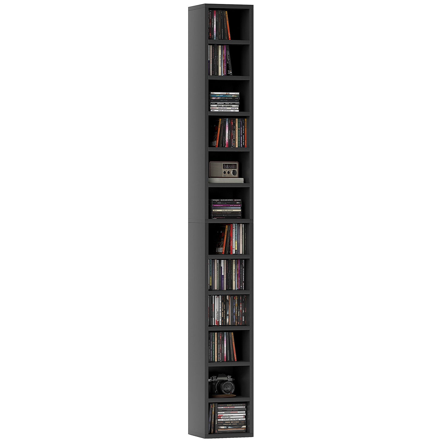 204 CD Tall Narrow Media Storage Tower - Rustic Brown / Black
