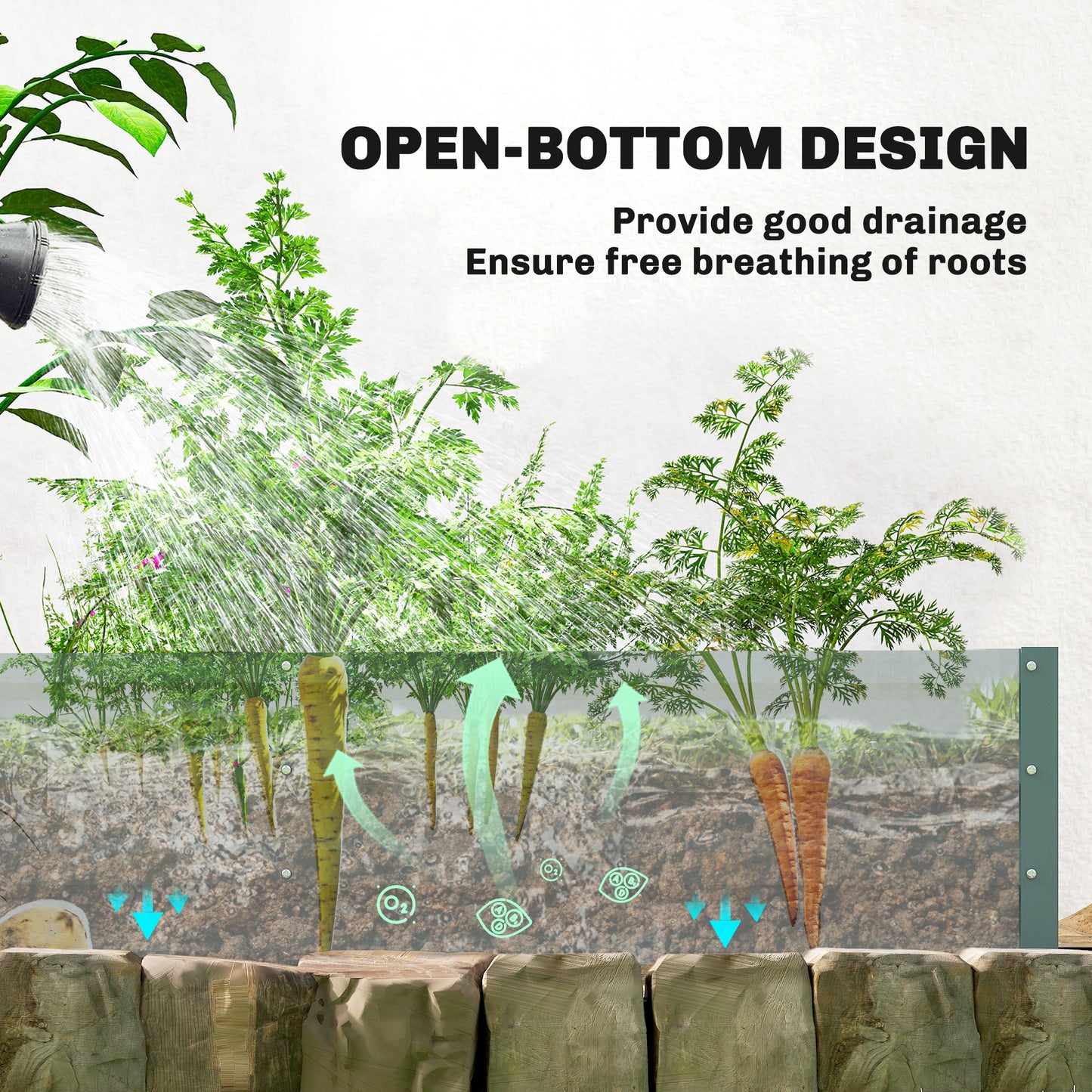 Mini Greenhouse with Raised Garden Bed, Galvanised Walk-in Greenhouse with Roll Up Windows, 56" x 56" x 75", Green