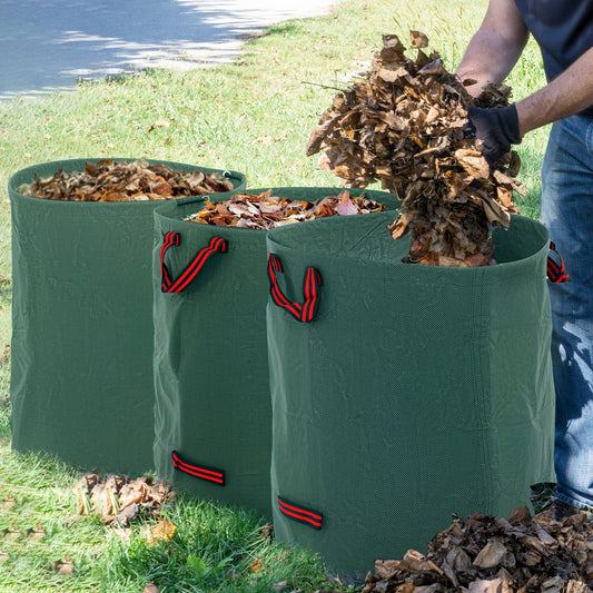 Garden Waste Bags, 272L x 3 Heavy Duty Garden Bags, Foldable and Reusable Garden Sacks with Handles for Collecting Garden Waste