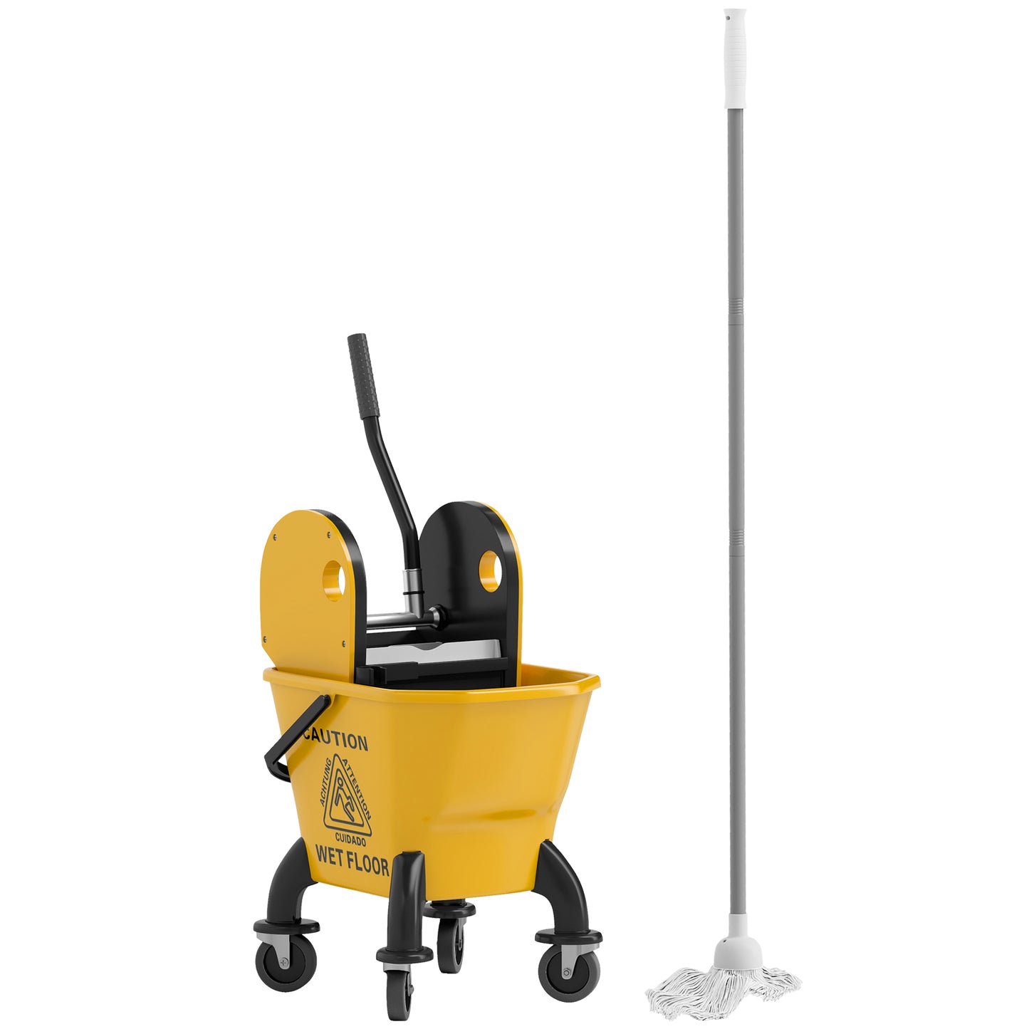 26 Litre Mop Bucket, with Wringer and Mop - Yellow