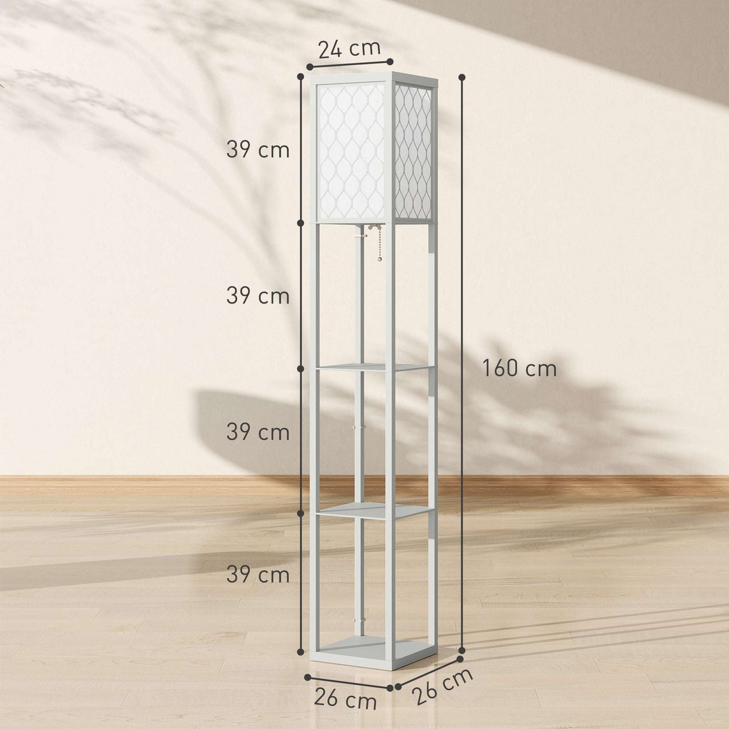 Three-Shelf Standing Lamp - Grey/White