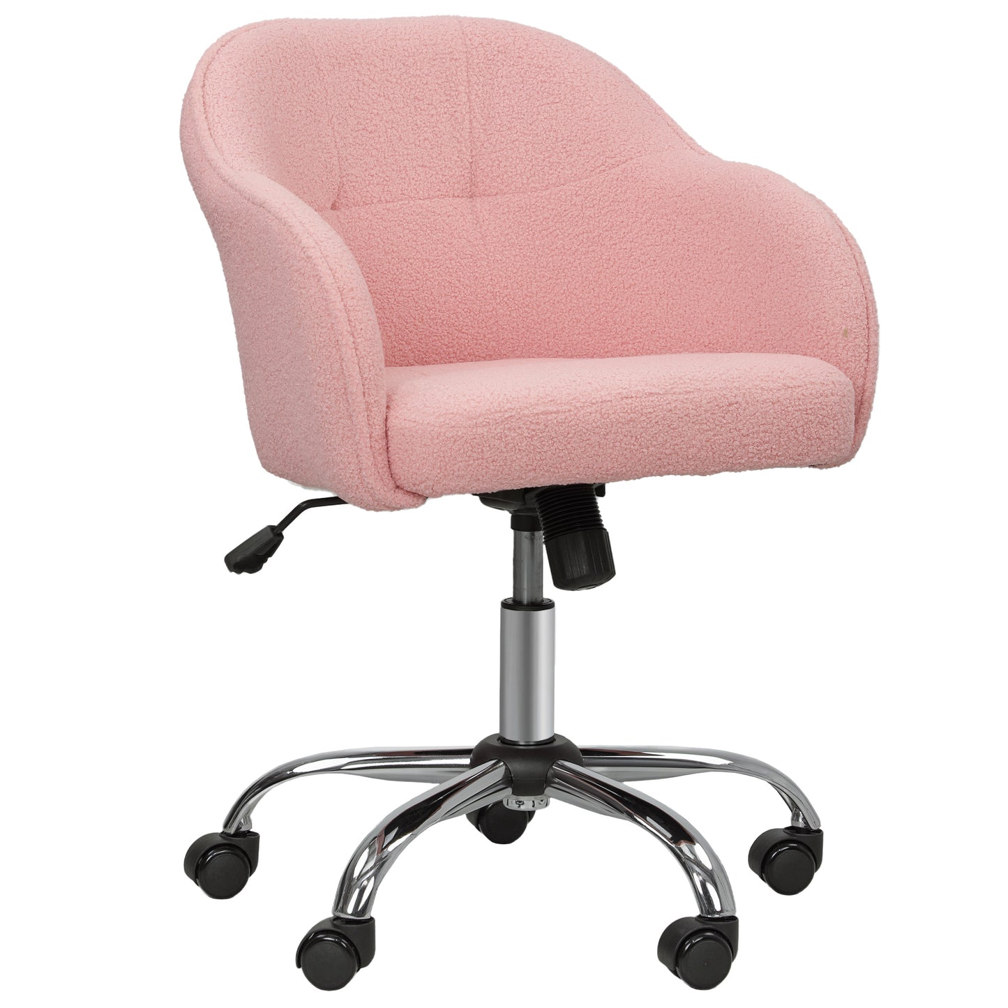 Teddy Fleece Swivel Office Chair - Pink