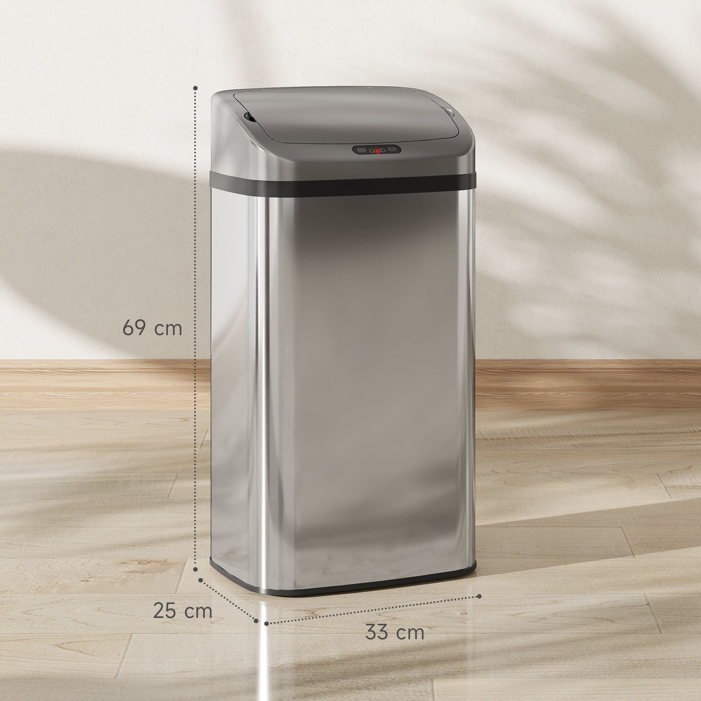 48L Stainless Steel Sensor Bin - Silver-Tone