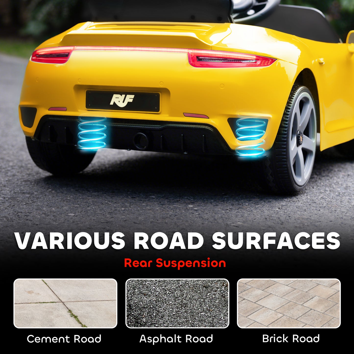 AIYAPLAY Kids Electric Car, 12V Licensed RUF GT Ride on Car with Suspension, Remote Control, Music for 3-5 Years