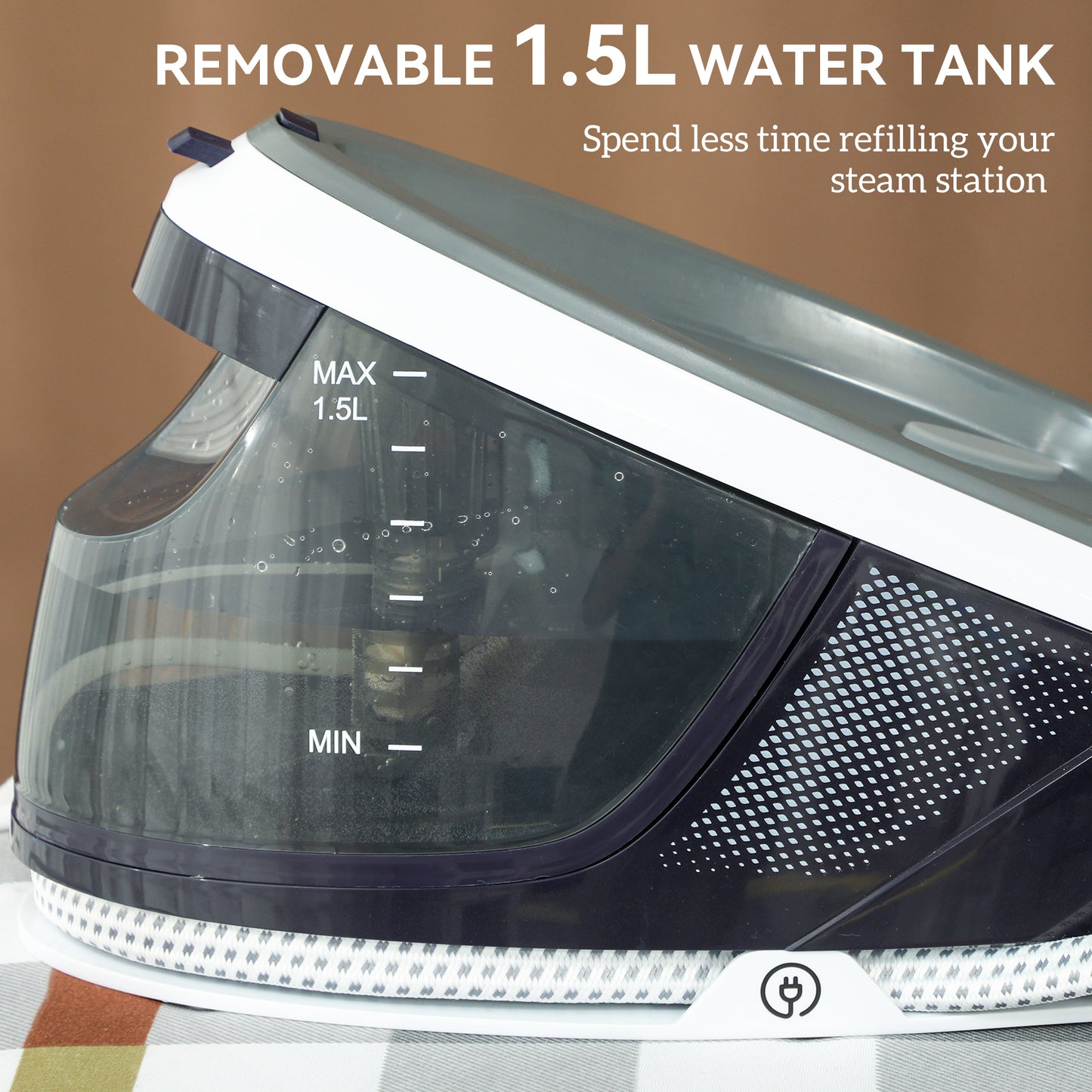 Steam Generator Iron with ECO Mode, Self-Cleaning, Powerful Vertical Steam, Automatic Shut-Off, Ceramic Non-stick Soleplate, Large 1.5L, 8 Bar, 2600W, Blue