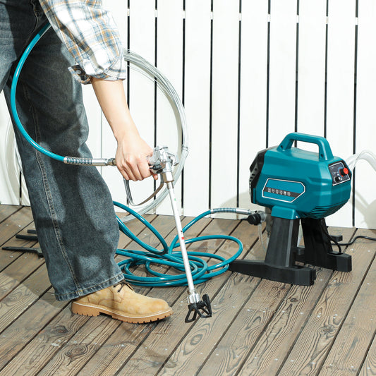 Airless Paint Sprayer, Thinning-Free, Electric Fence Paint Sprayer for Exterior and Interior DIY Painting Projects, Wall Spray Gun Machine, Household Use, 1.5L/min, 200 Bar, 7.5 m Hose