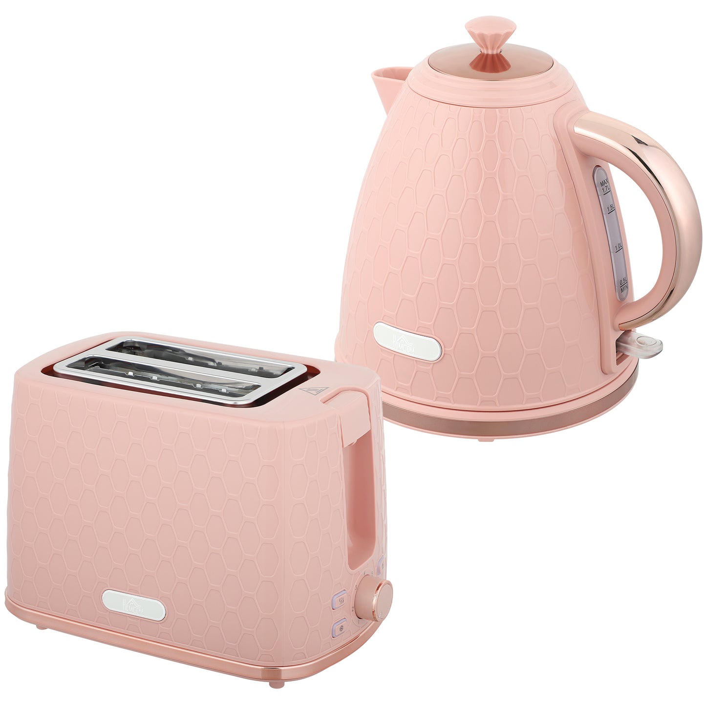 1.7L 3000W Fast Boil Kettle & 2 Slice Toaster Set, Kettle and Toaster Set with Auto Shut Off, Browning Controls