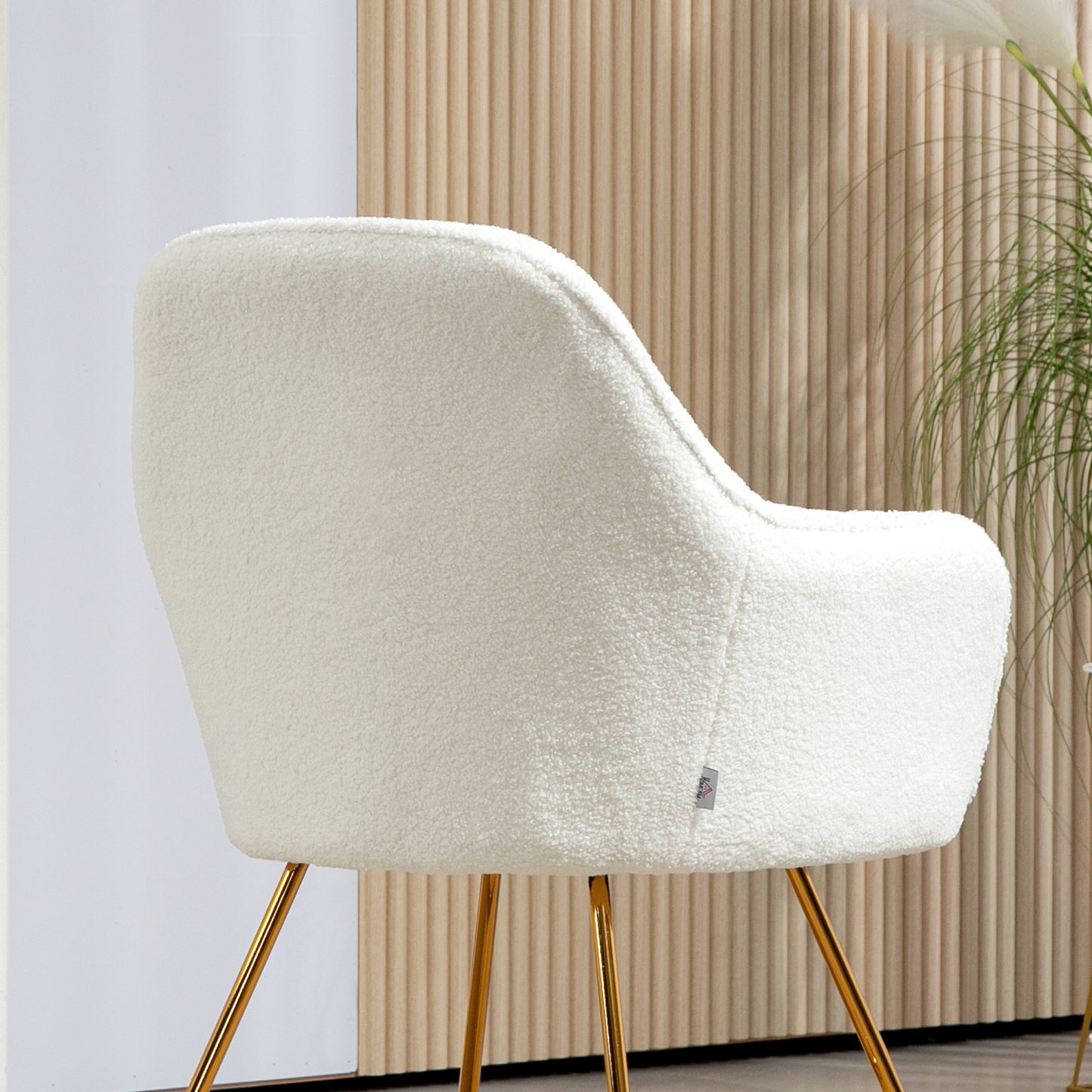 Modern Accent Chair Set of 2, Cashmere Tufted Armchair with Padded Seat, Occasional Bedroom Chair with Cross Steel Legs - Cream White