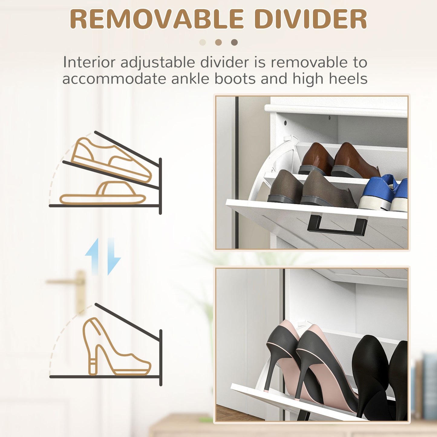 Two-Drawer Minimalistic Shoe Storage Cabinet Cupboard Organiser Holder Rack, for 10 Shoes