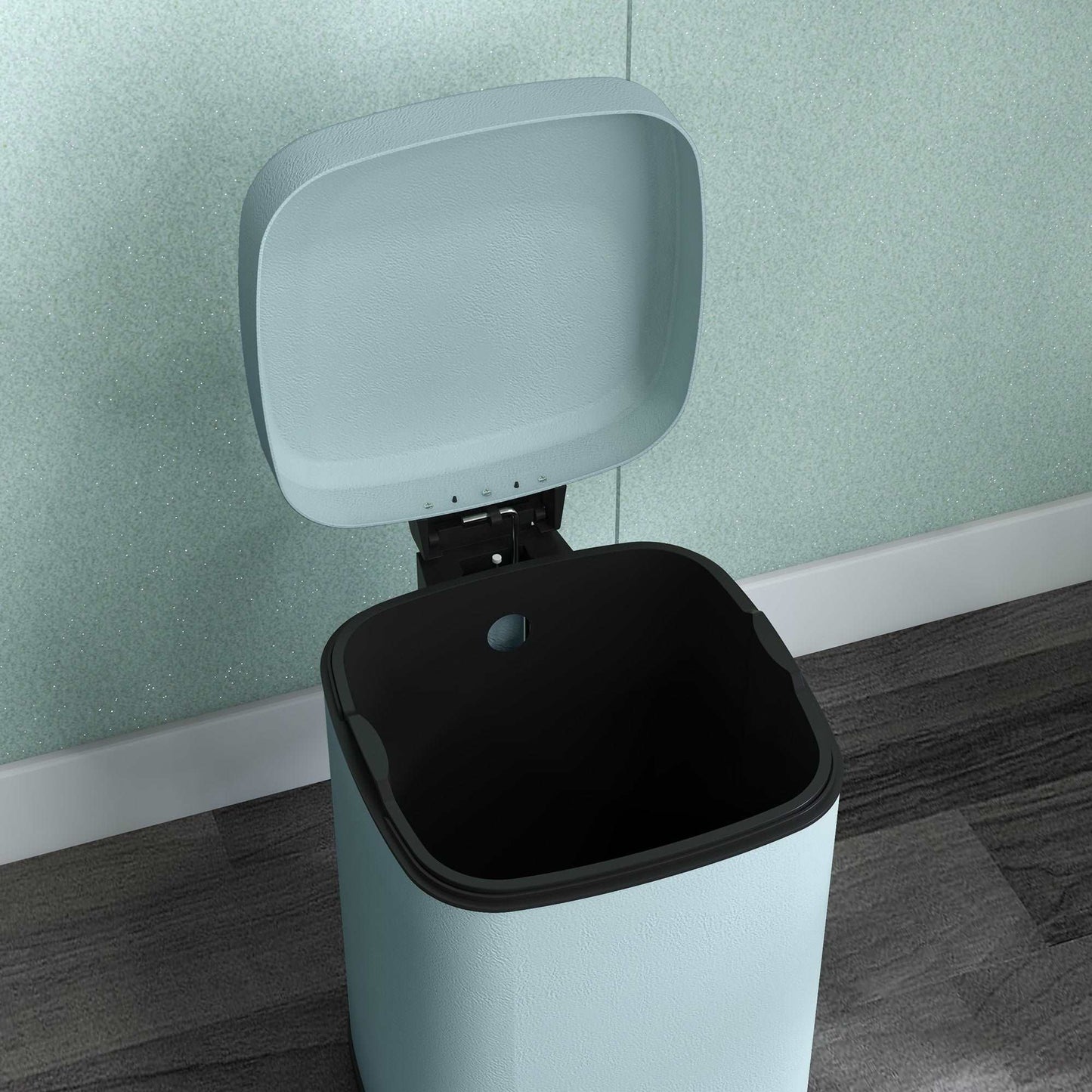12 Litre Pedal Bin, Fingerprint Proof Kitchen Bin with Soft-close Lid, Metal Rubbish Bin with Foot Pedal and Removable Inner Bucket, Light Green