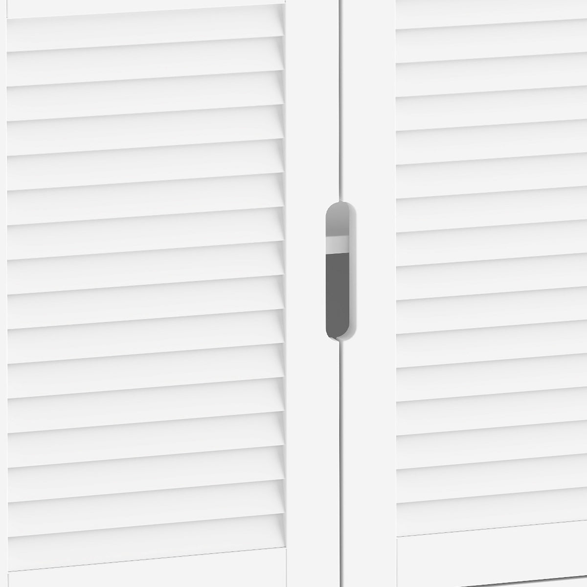 Under Sink Bathroom Cabinet | 60W x 30D x 60H cm | 2 Louvre Doors, Adjustable Shelf & Bamboo Legs | White & Natural