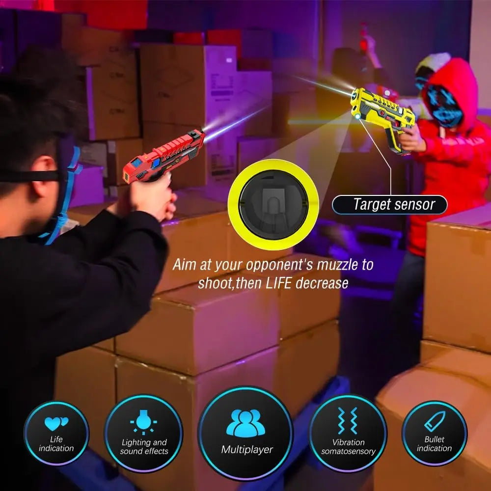 VATOS Laser Tag Battle Game Gun Set Electric Infrared Toy Guns Kids Infrared Laser Pistol For Boys Children Indoor Outdoor Game