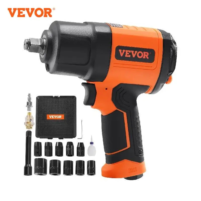 1/2 Inch Air Impact Wrench Rachet Socket High Torque Up to 1400 ft-lbs Pneumatic Impact Gun with Steel Impact Socket Set for Car Auto Repair