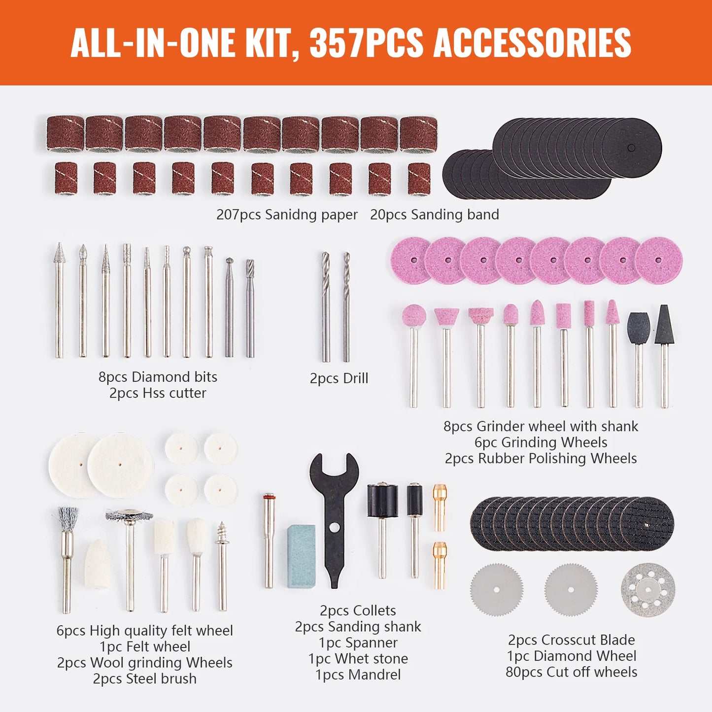 Rotary Tool Accessories Kit Diameter Shank Power Set For Carving Sanding Cutting Cleaning Grinding