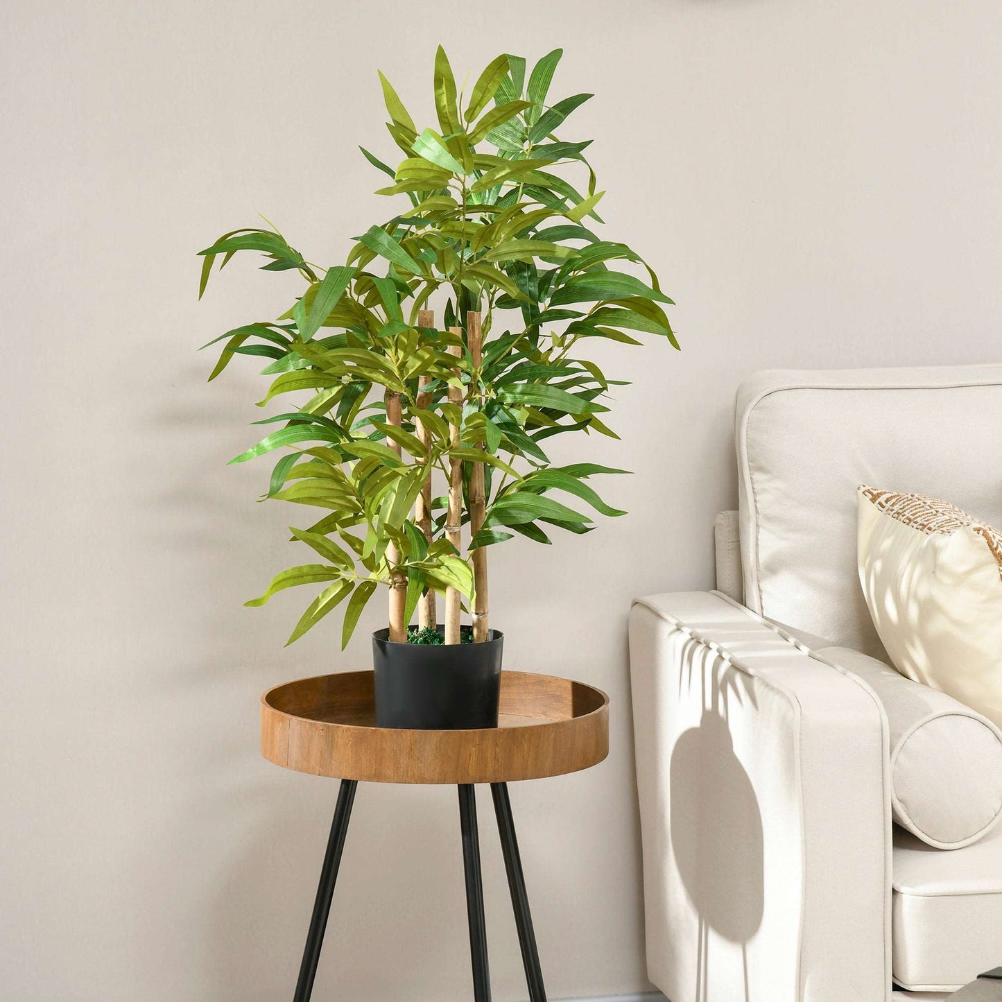 2 Piece Artificial Plants Bamboo Tree in Pot Desk Fake Plants for Home Indoor Outdoor Decor, 15x15x60cm, Green
