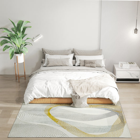 Modern Area Rug, Machine Washable Rug, Allergy-Friendly Floor Carpet for Living Room, Bedroom, Dining Room, Home Office, 170 x 120 cm, Cream White