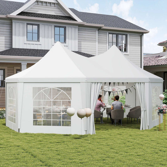 Outsunny 6.8 x 5m Octagonal Party Tent Marquee Gazebo - White