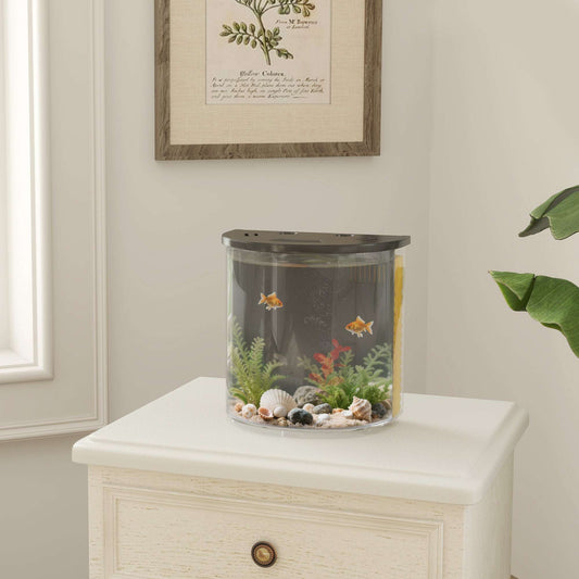 PawHut 3L Small Fish Tank with Filter System, LED Light, Small Fish Tank for Betta, Goldfish, Shrimp, Black