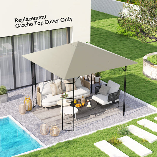 3x3m Gazebo Replacement Canopy Top | 600D Oxford Fabric | UPF30+ PA Coating | Hook & Loop Fasteners | Drainage Holes | Fits Outsunny 01-0867 Series Only | 300x300cm | Grey