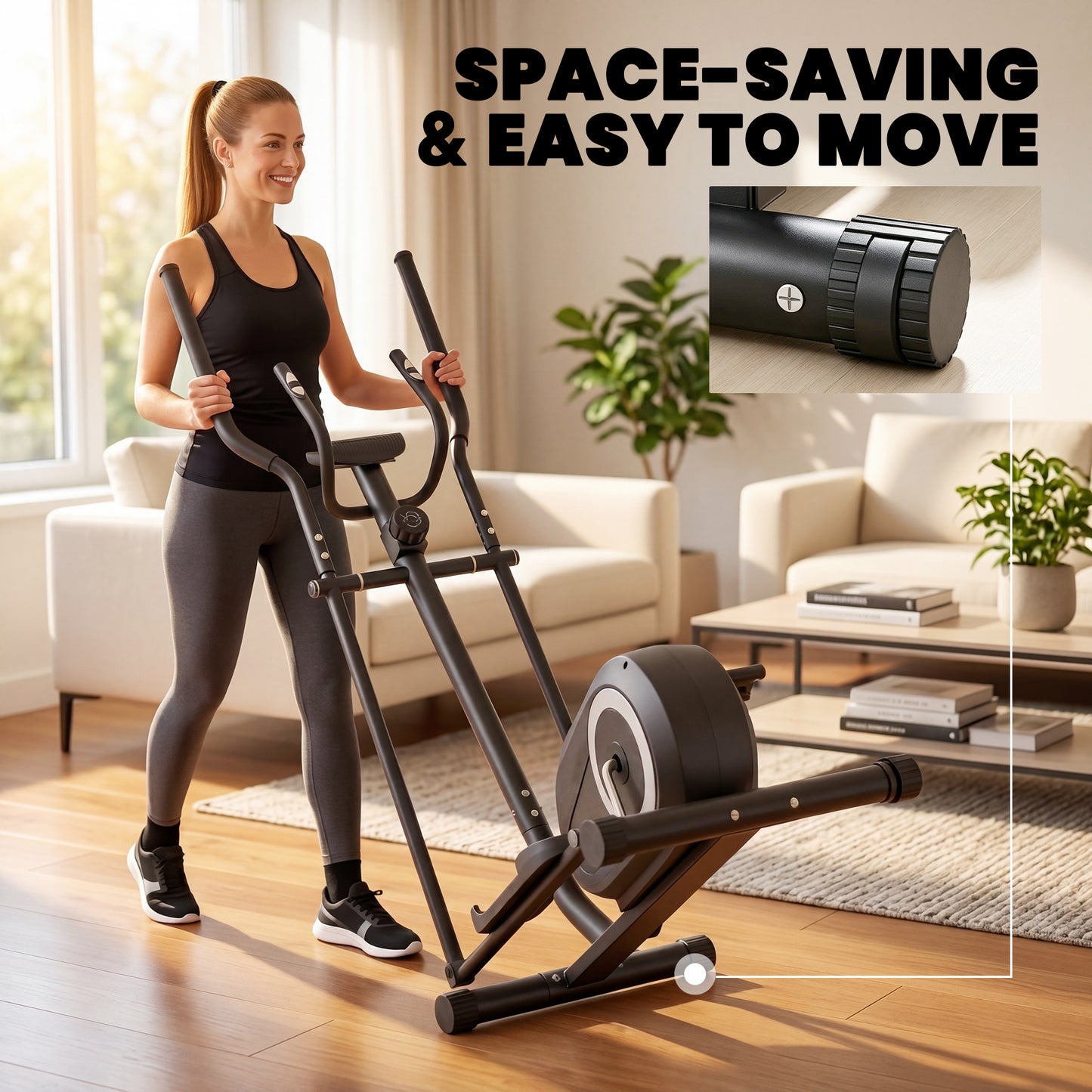 Magnetic Elliptical Cross Trainer | Bluetooth App | 8-Level Resistance | LCD & Heart Rate | 120kg | Grey