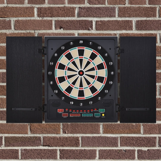 Electronic Dartboard Set, 27 Games Modes and 202 Variations, LED & 12 Soft Tip Darts and Cabinet to Storage, Ready-to-Play Multi-Game Option Darts Machine