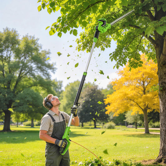 Outsunny 2.6m Corded Extendable Hedge Trimmer with 90° Adjustable Head, 450W Telescopic Electric Hedge Cutter Long Reach