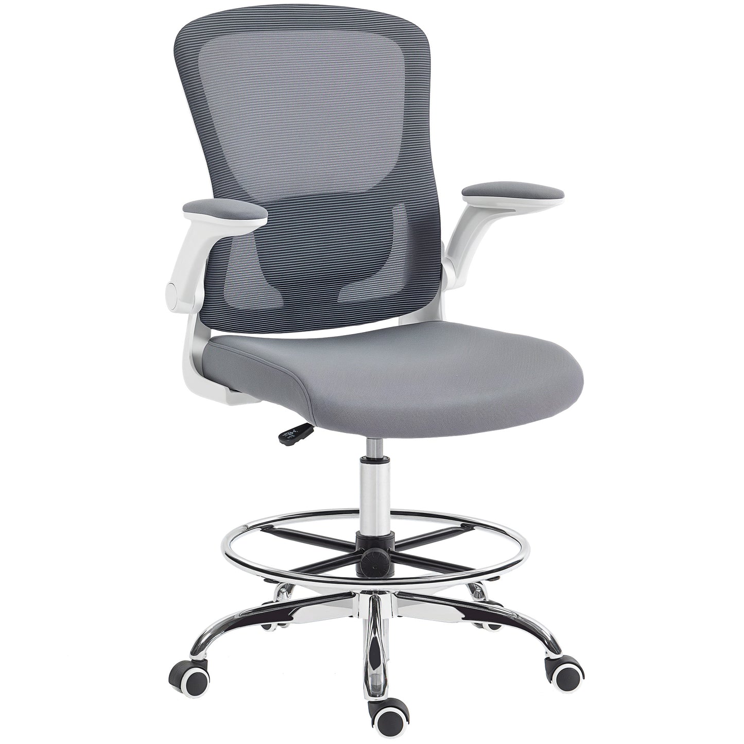 Draughtsman Chair, with Adjustable Lumbar - Black / Charcoal Grey