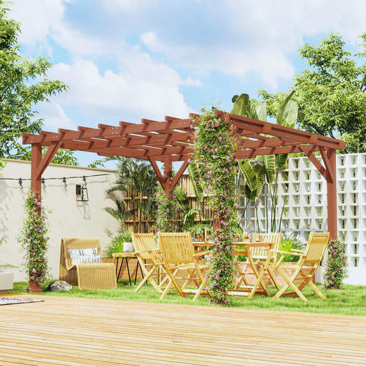 Outsunny 3.3 x 3.3(m) Wooden Pergola Kit, Graden Pergola Gazebo Grape Trellis with Stable Structure for Climbing Vines, Flowers